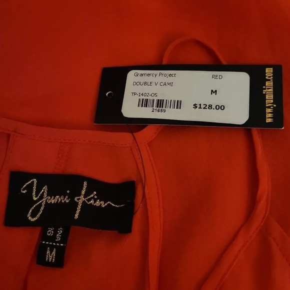 Yumi Kim Silk Double V Cami Red Tank Top - Picture 4 of 5